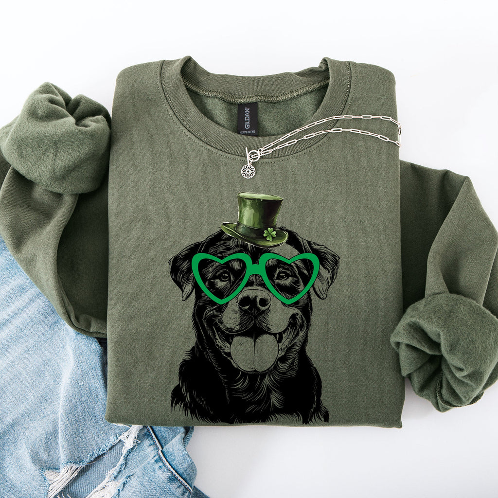 Rottweiler Adorable Dog St Patrick's Day Lucky Irish Shamrock Spirit Celebration Sweatshirt