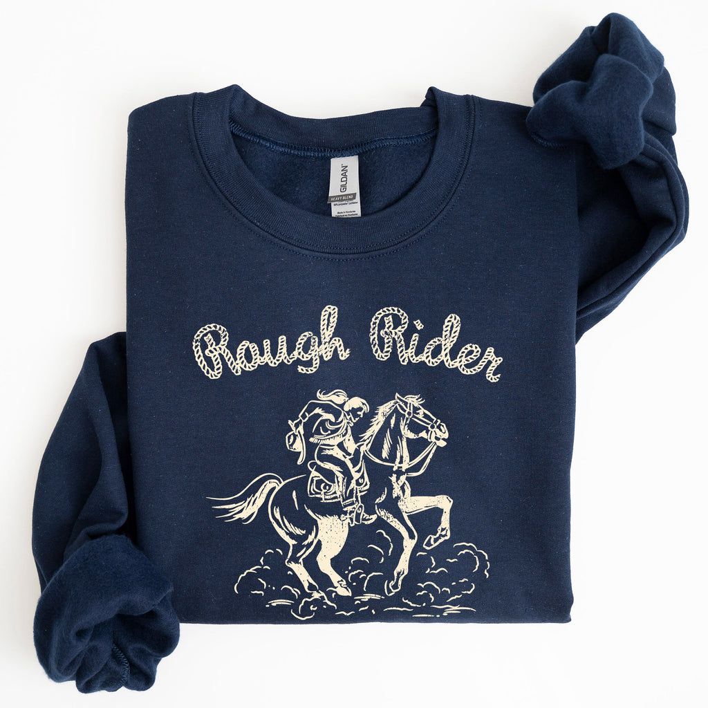 Rough Rider, Cowgirl, Horse, Rodeo Western Heritage Illustration Graphic Sweatshirt