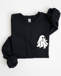 Rude Ghost Pocket Print Middle Finger Crude Vulgar Meme Halloween Edition Sweatshirt