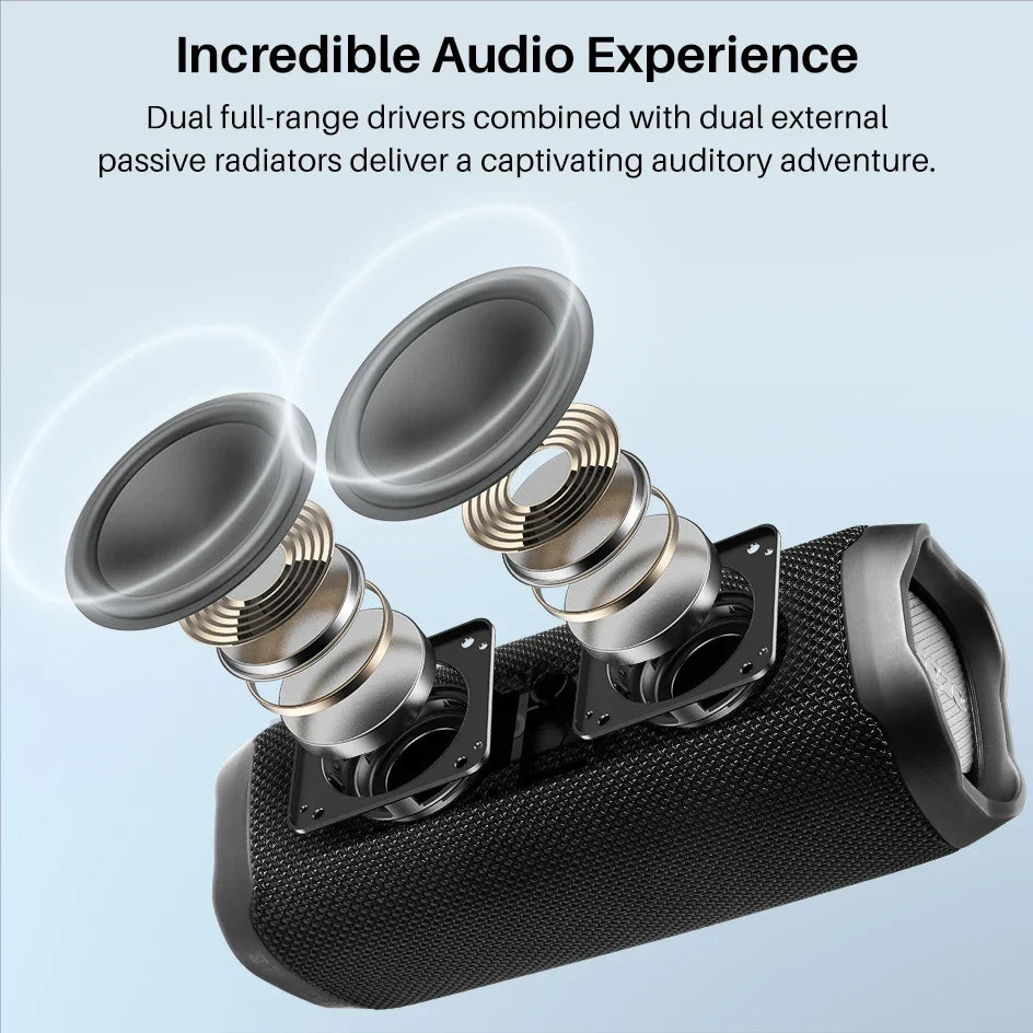 Bluetooth Speaker with Dual Drivers & Dual Bass Diaphragms
