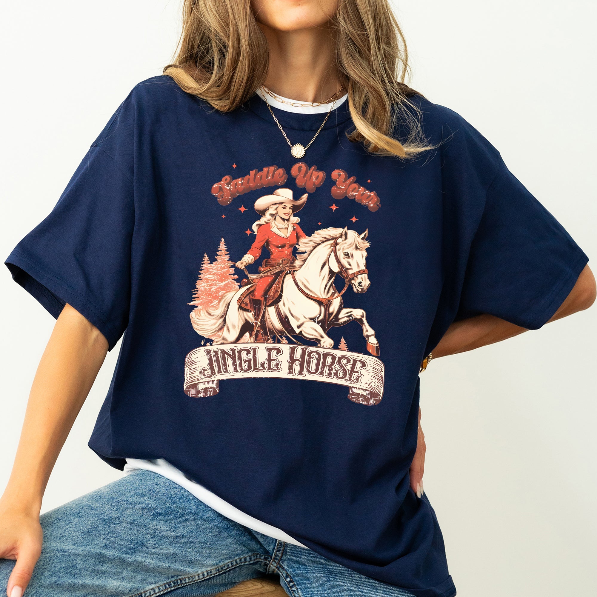 Saddle Up Your Jingle Horse Cowboy Cowgirl Christmas Carol Western Comfort Colors Tee