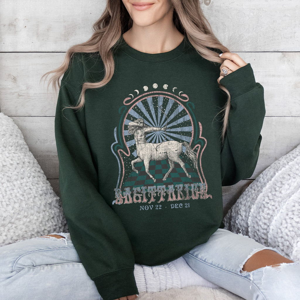 Sagittarius Zodiac Astrology Horoscope Celestial Sign Cosmic Graphic Symbols Sweatshirt
