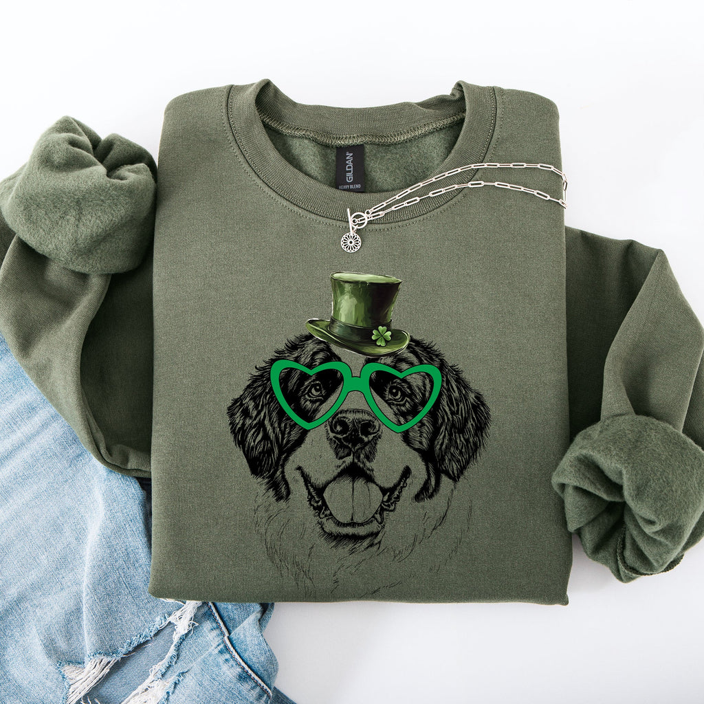 Saint Bernard Adorable Dog St Patrick's Day Lucky Irish Celebration Cozy Sweatshirt