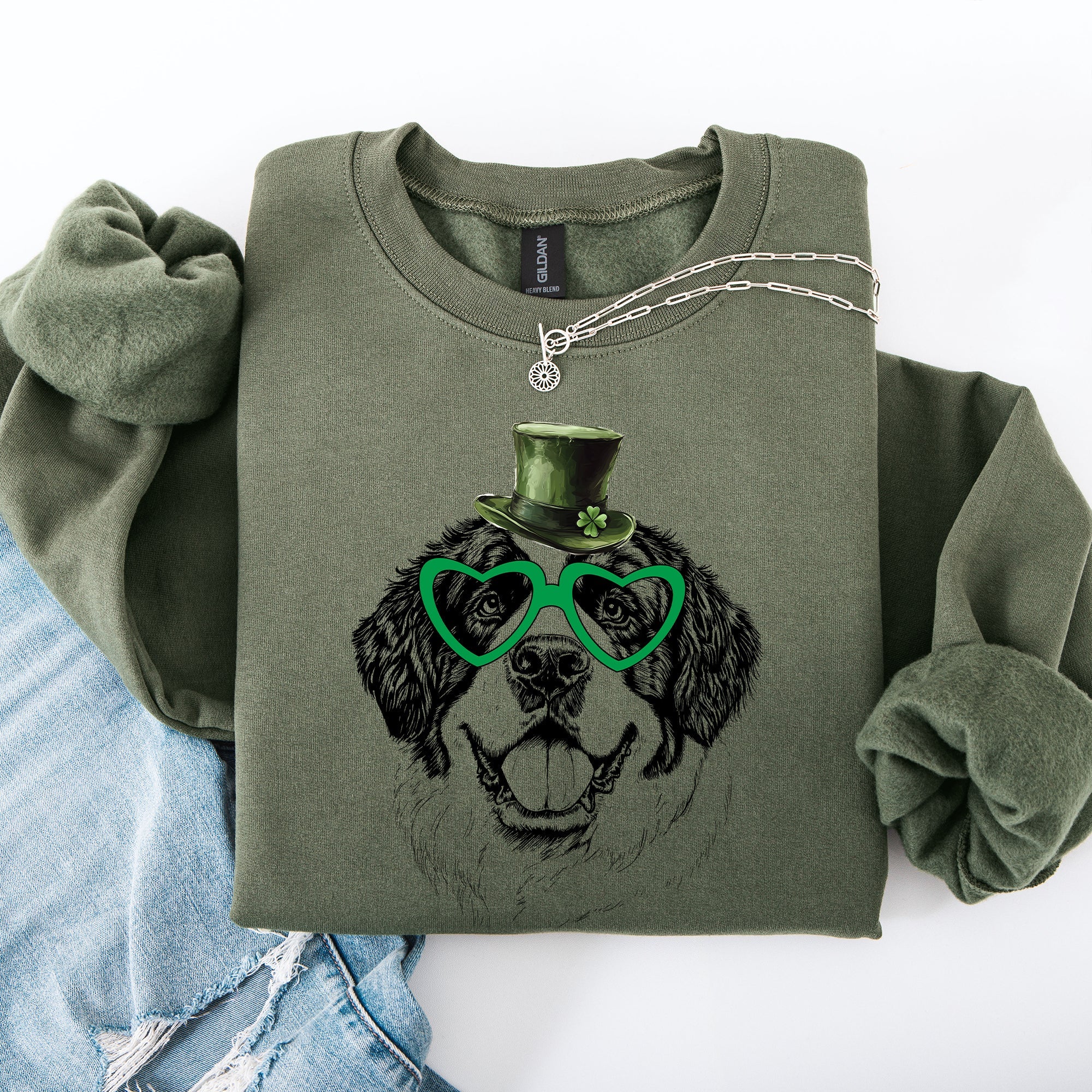 Saint Bernard Adorable Dog St Patrick's Day Lucky Irish Celebration Cozy Sweatshirt