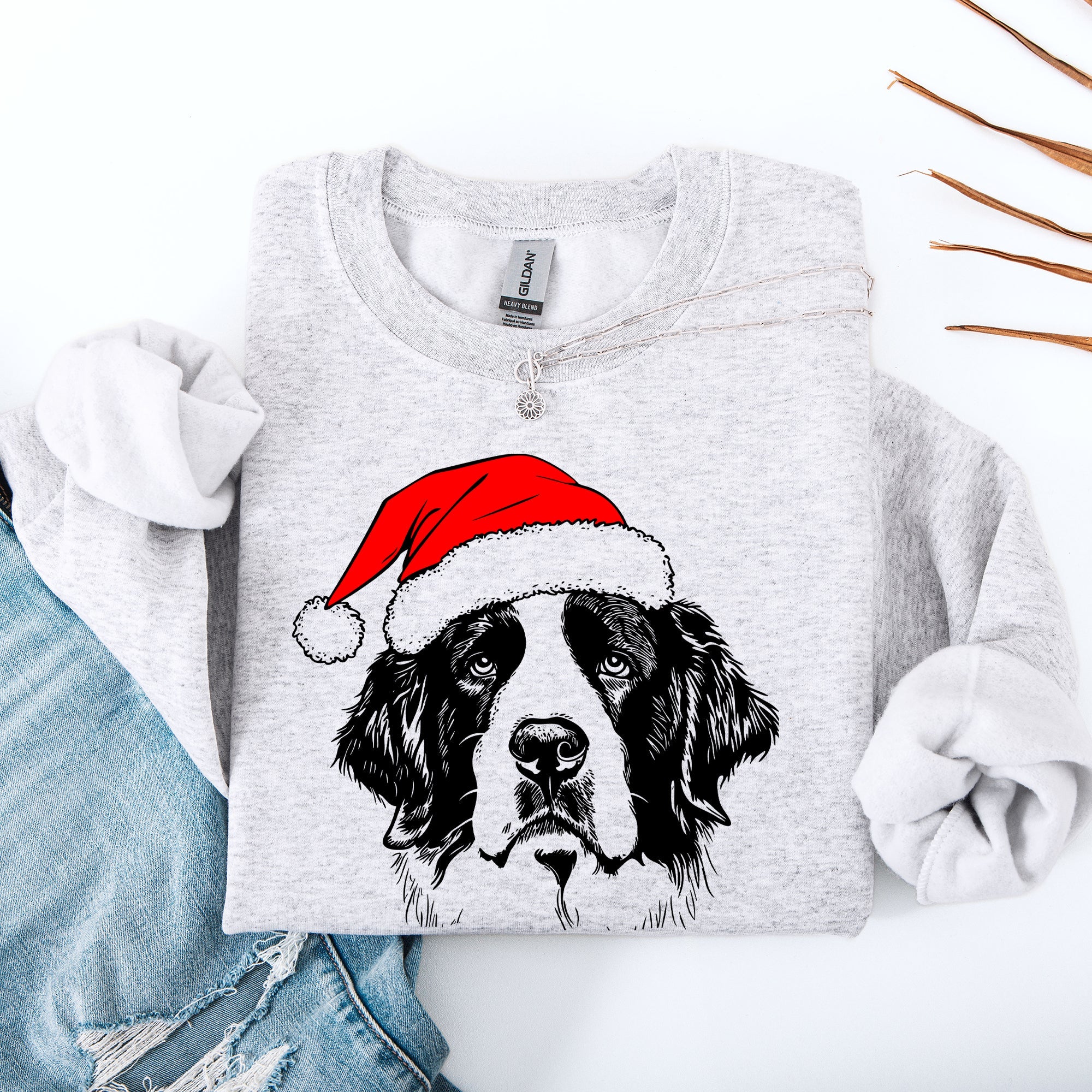 Saint Bernard Santa Christmas Paws Dog Lover Holiday Spirit Cozy Seasonal Sweatshirt