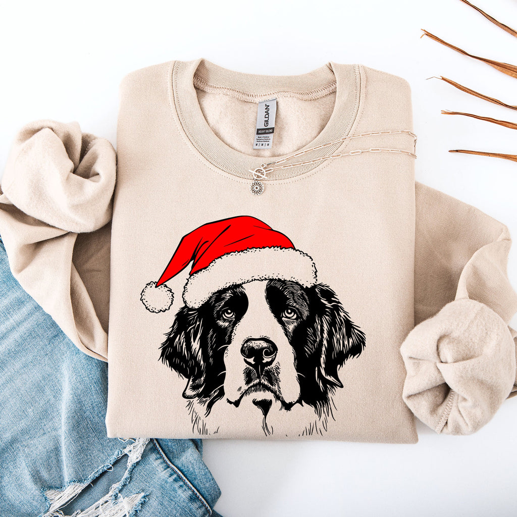 Saint Bernard Santa Christmas Paws Dog Lover Holiday Spirit Cozy Seasonal Sweatshirt