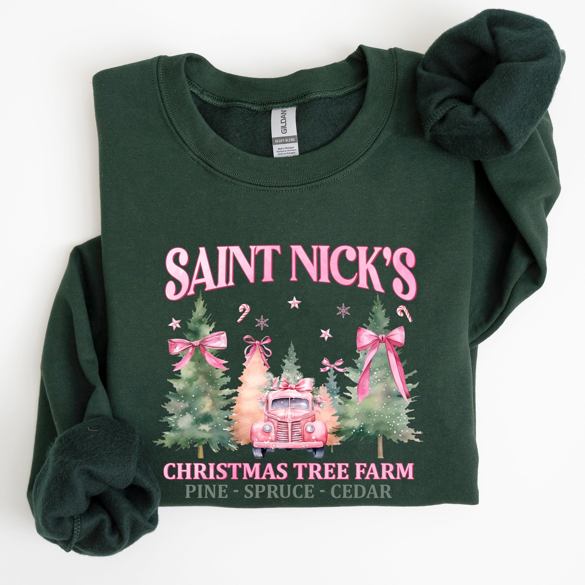 Saint Nick's Christmas Tree Farm Retro Winter Santa Snow Xmas Seasonal Sweatshirt