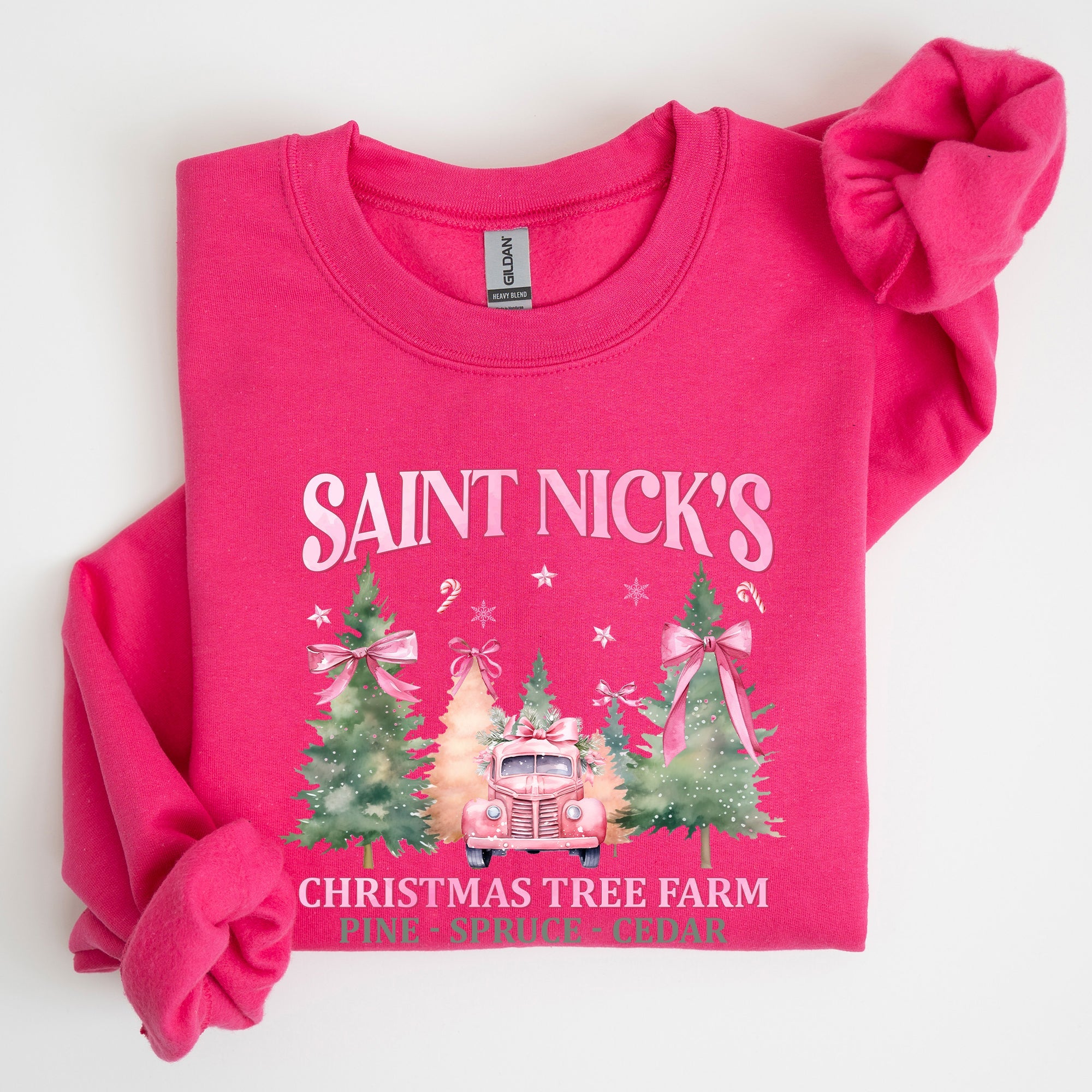 Saint Nick's Christmas Tree Farm Retro Winter Santa Snow Xmas Seasonal Sweatshirt