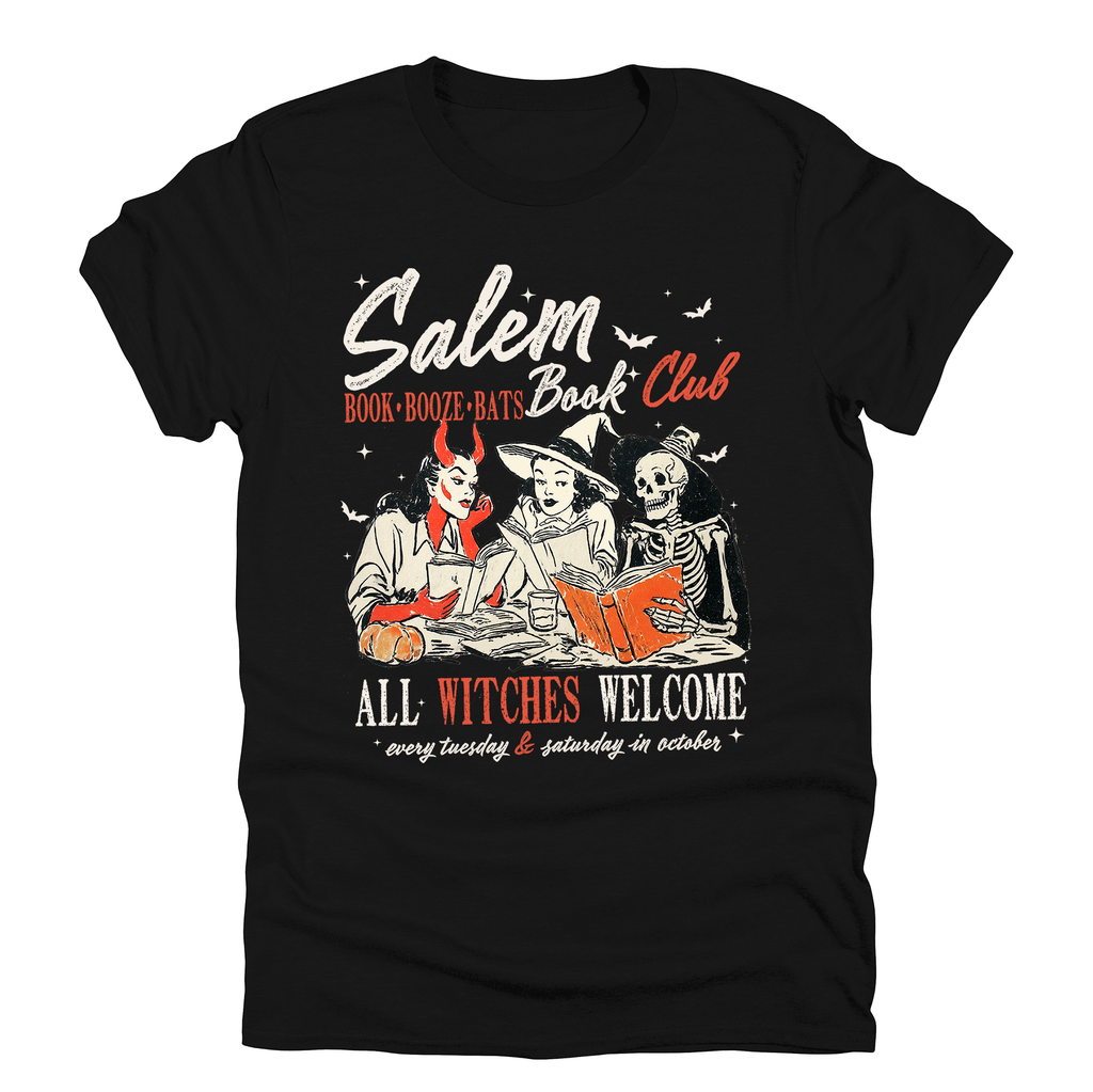 Salem Book Club All Witches Welcome Halloween Party Night Booktok Favorite Graphic Tee
