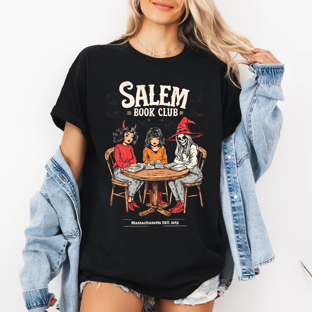 Salem Book Club Halloween Reading Library Edition BookTok Inspired Retro Cover Art Graphic Tee