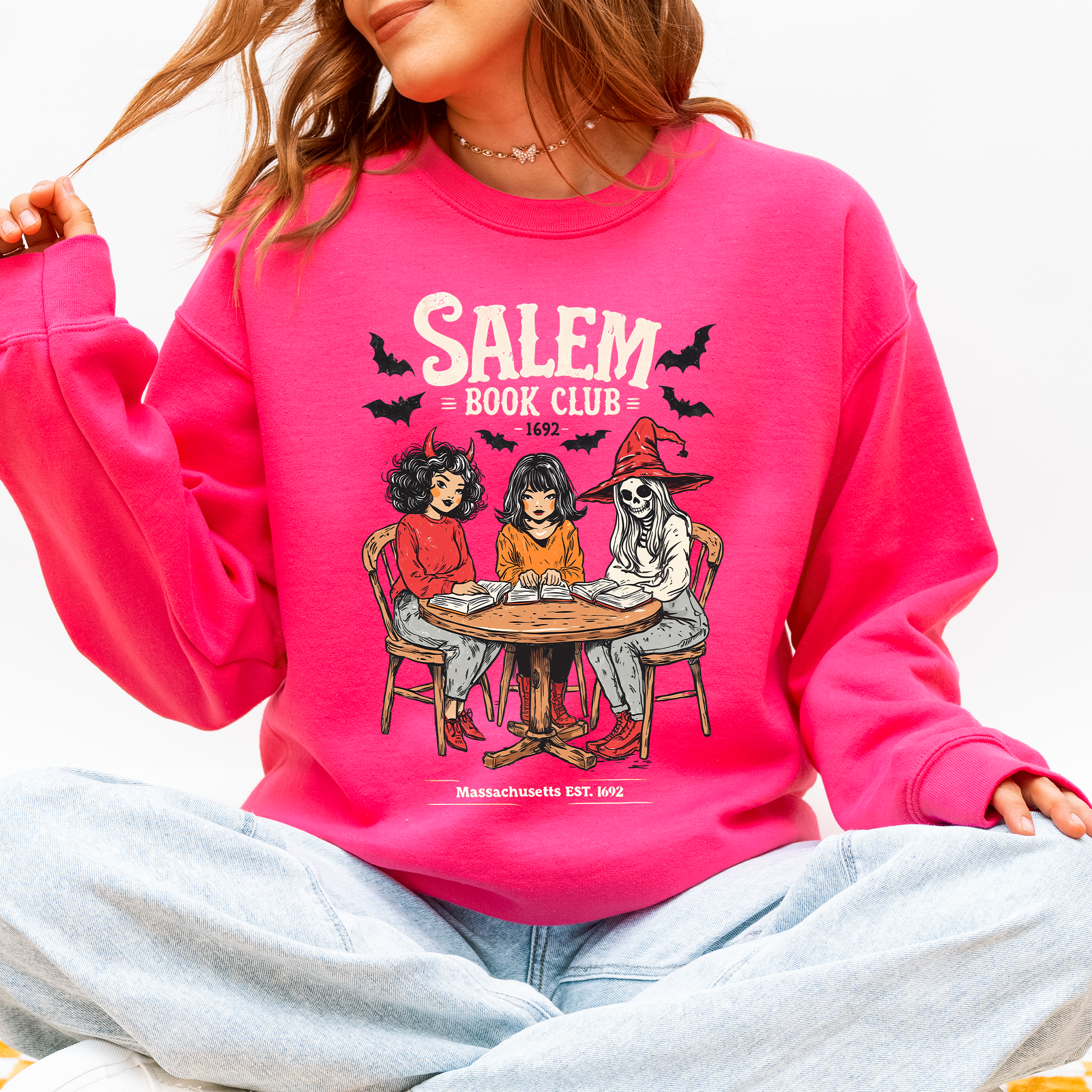 Salem Book Club Halloween Reading Library BookTok Inspired Vintage Cozy Sweatshirt