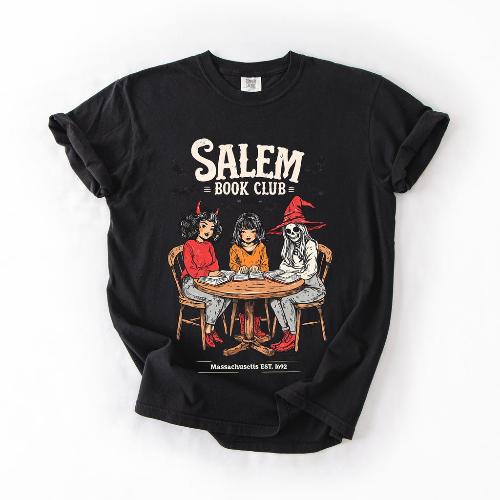 Salem Book Club Cat Retro Halloween Reading Library BookTok Edition Comfort Colors Tee
