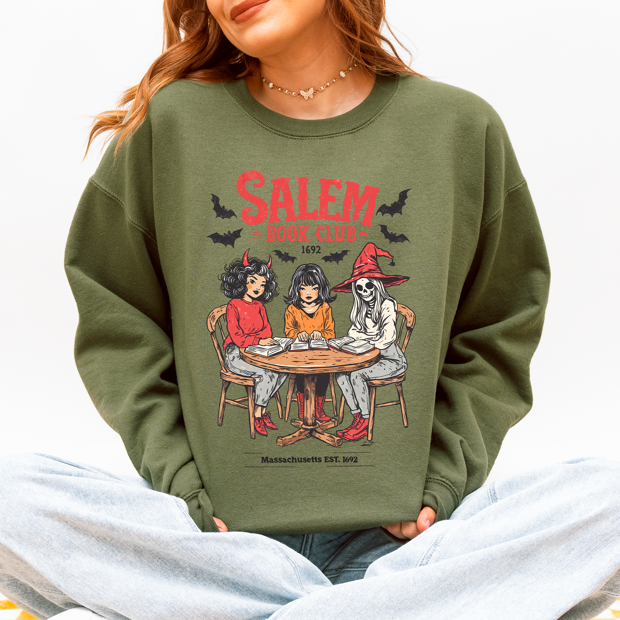 Salem Book Club Halloween Reading Library BookTok Inspired Vintage Cozy Sweatshirt