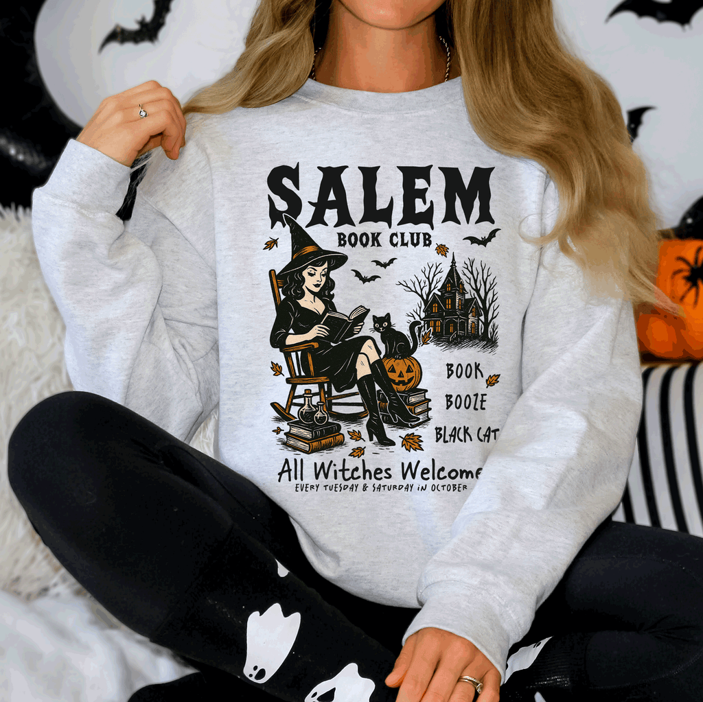 Salem Book Club Rocking Chair Retro Classic Vintage Halloween Reading Books Sweatshirt