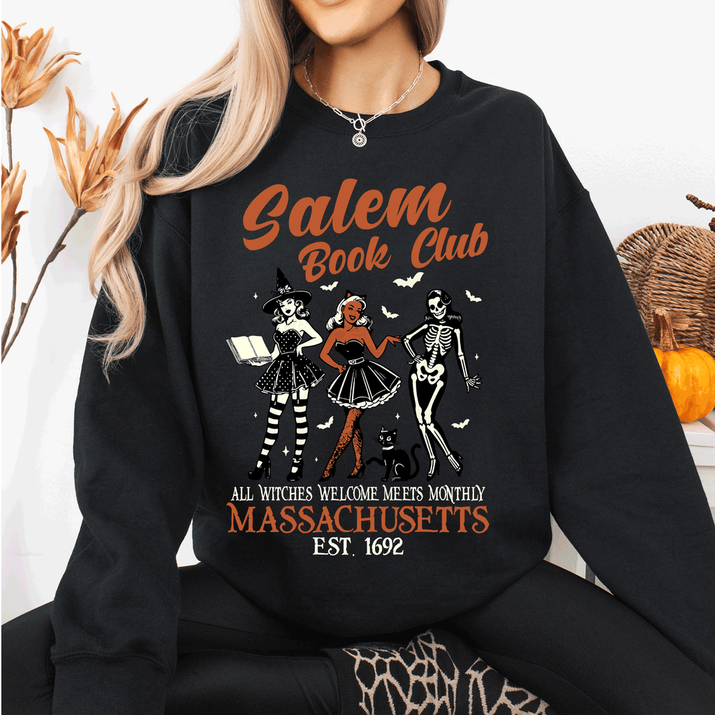 Salem Book Club Est. 1692 Retro Classic Vintage Halloween Reading Books Sweatshirt