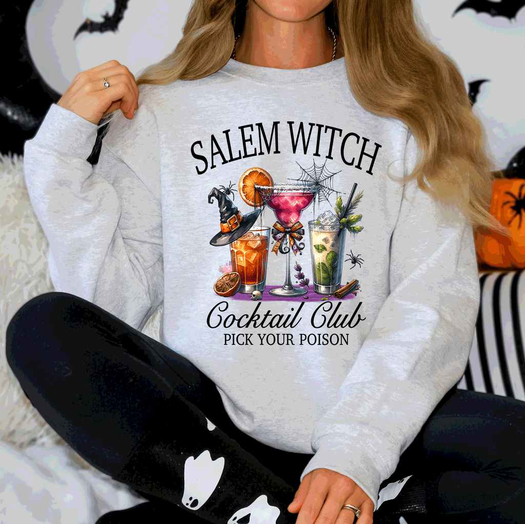 Salem Witch Cocktail Club Halloween Party Edition Retro Inspired Graphic Sweatshirt