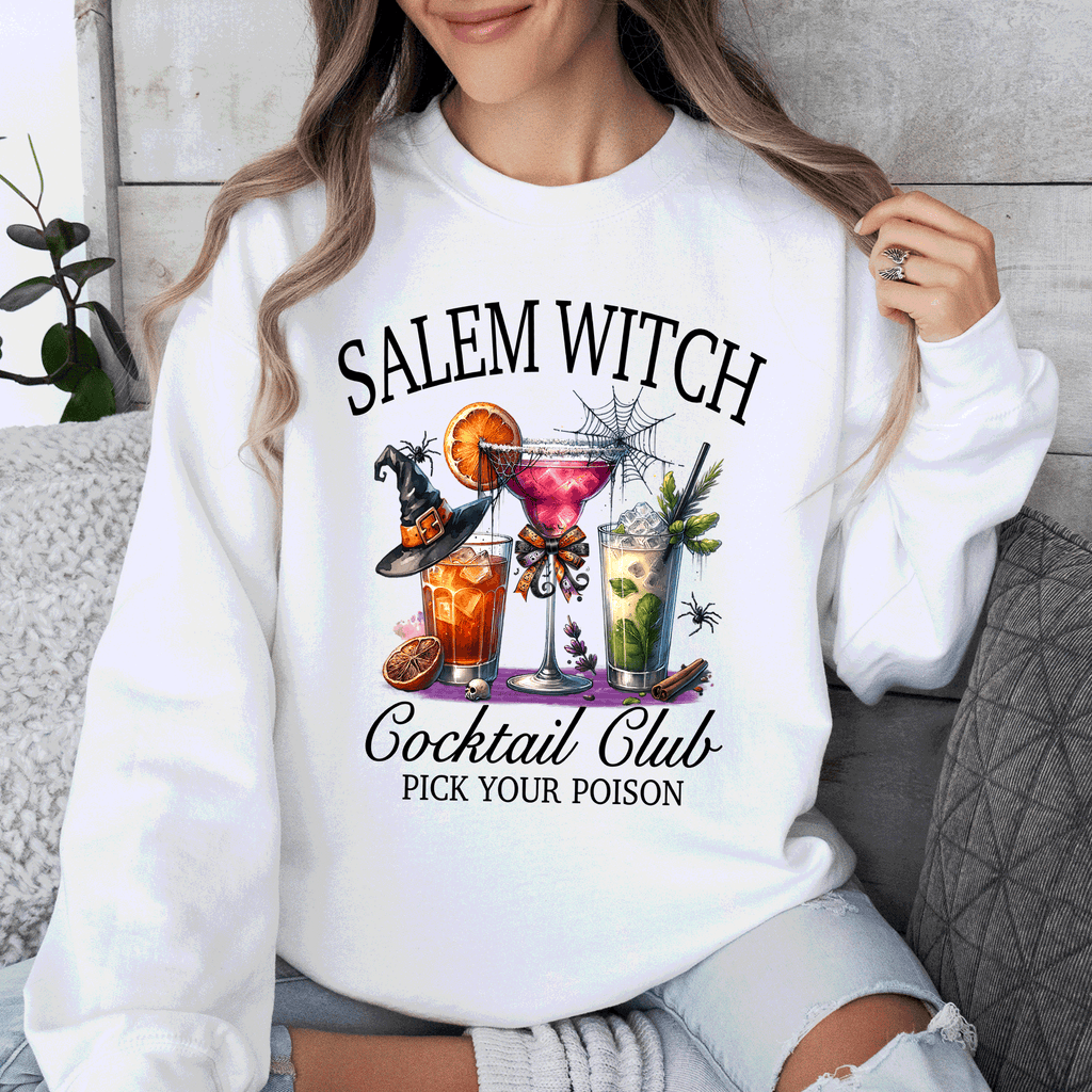 Salem Witch Cocktail Club Halloween Party Edition Retro Inspired Graphic Sweatshirt