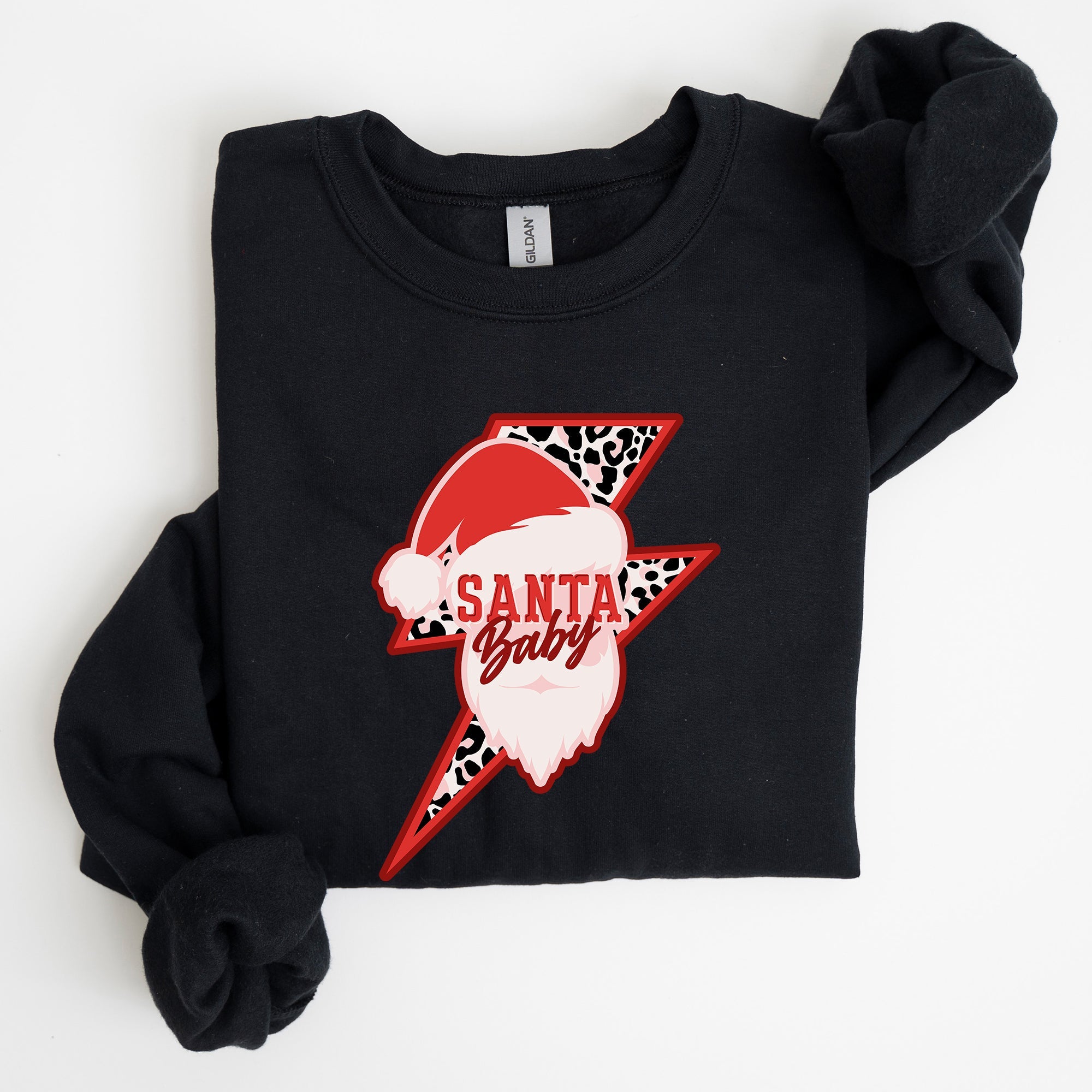 Santa Baby Lightning Bolt Christmas Retro Rock And Roll Spirit Vintage Sweatshirt