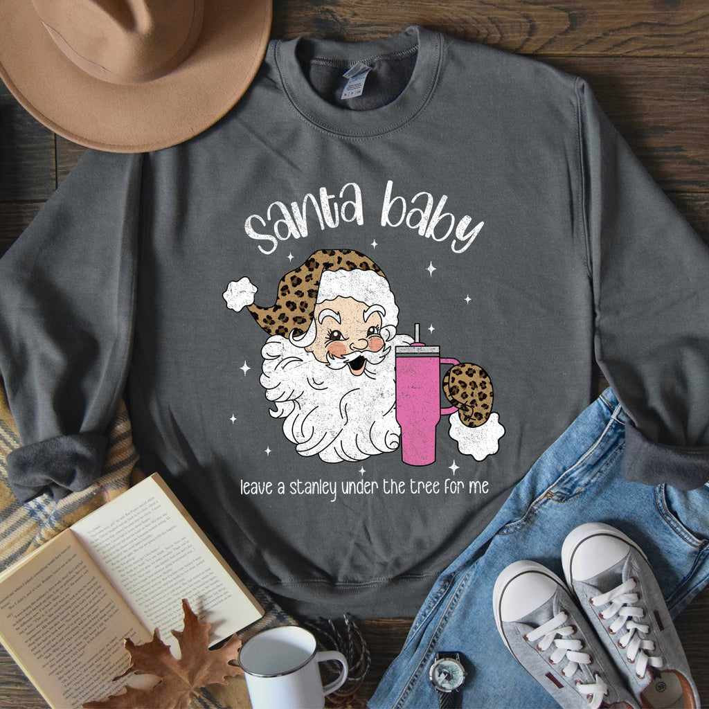 Santa Baby Stanley Retro Christmas Leopard Print Festive Holiday Graphic Sweatshirt