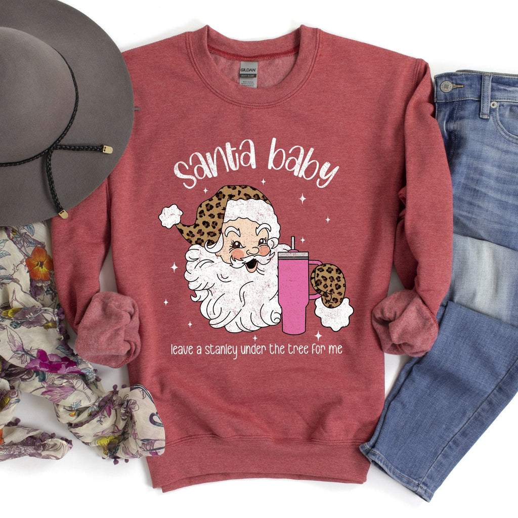 Santa Baby Stanley Retro Christmas Leopard Print Festive Holiday Graphic Sweatshirt