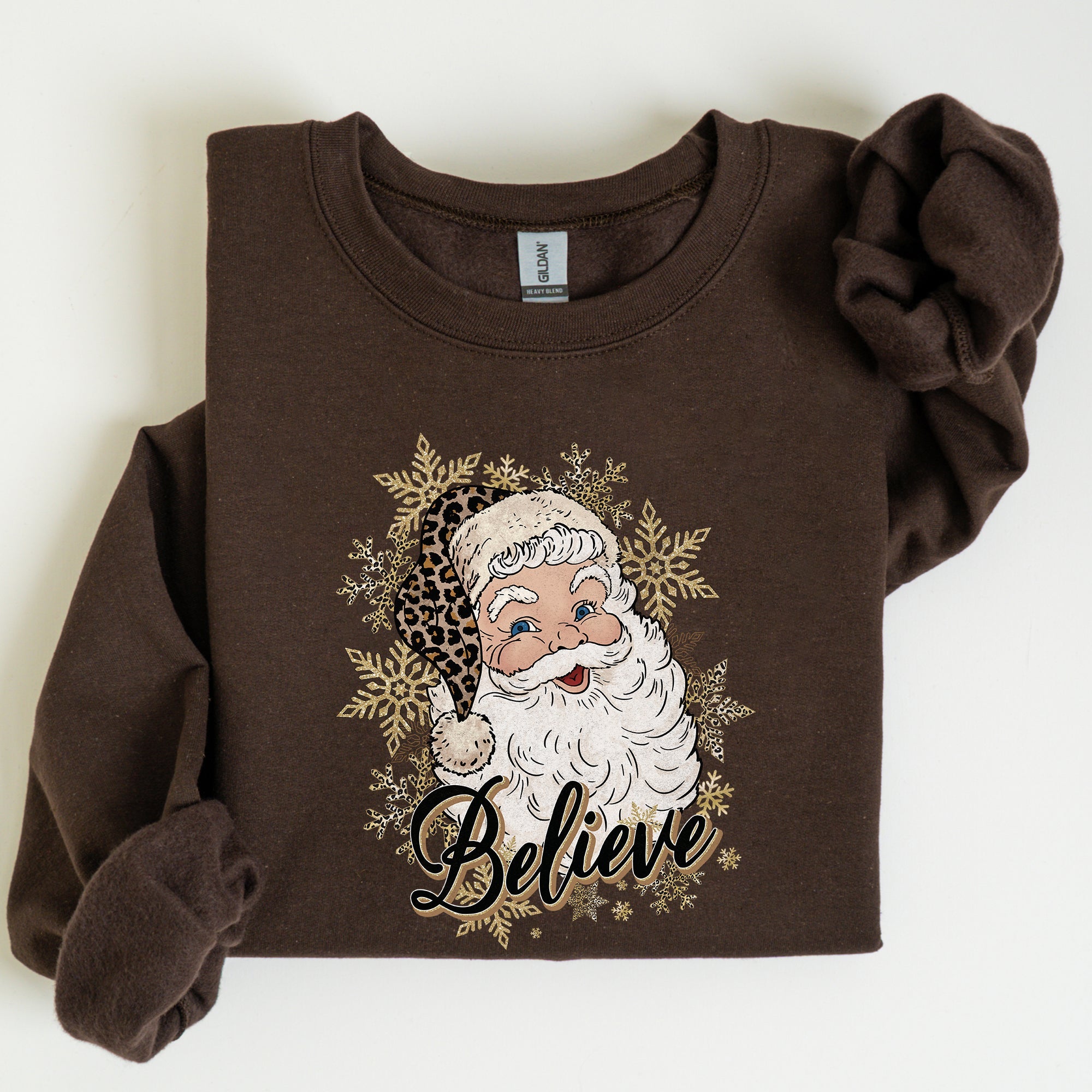 Santa Believe Retro Snowflakes Christmas Winter Snow Xmas Holiday Edition Sweatshirt