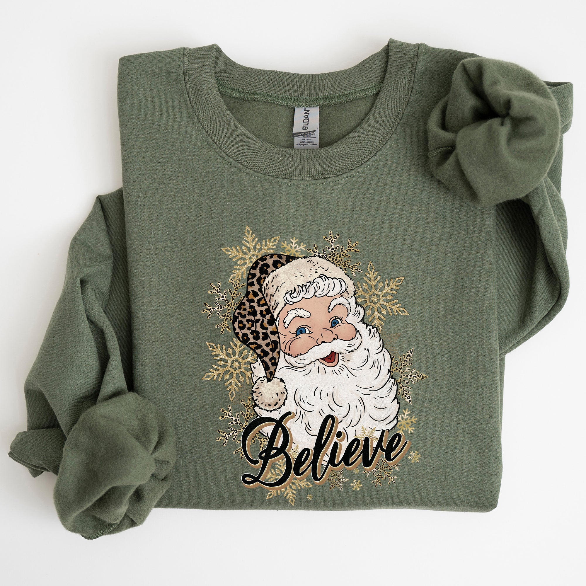Santa Believe Retro Snowflakes Christmas Winter Snow Xmas Holiday Edition Sweatshirt