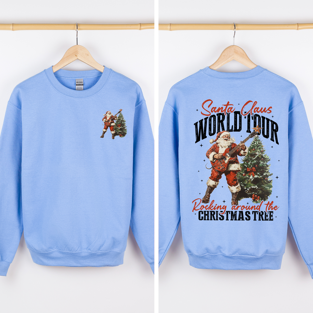 Santa Claus World Tour Front And Back Reading Christmas Library Lovers Sweatshirt
