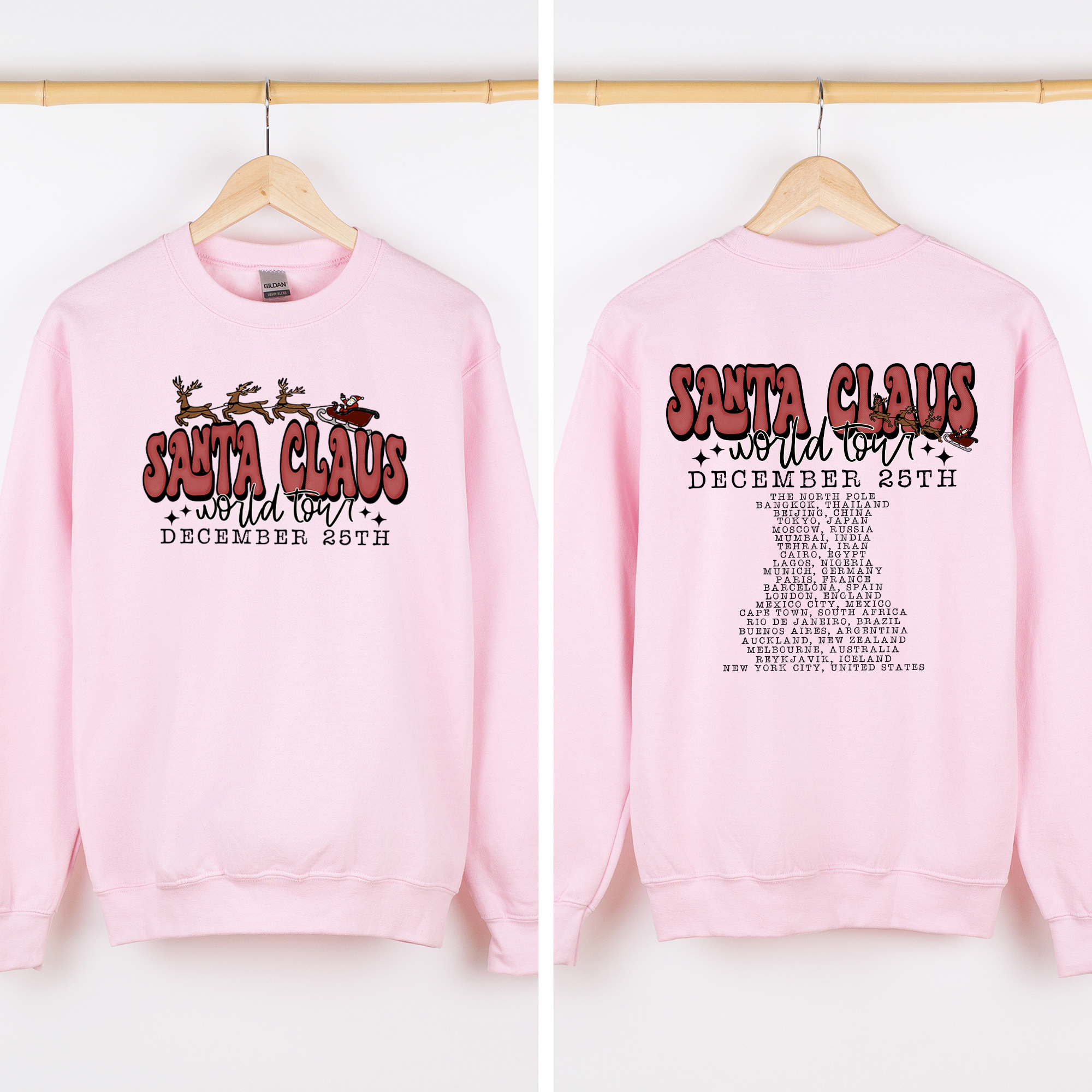 Santa Claus World Tour The North Pole December Christmas Retro Band Graphic Sweatshirt
