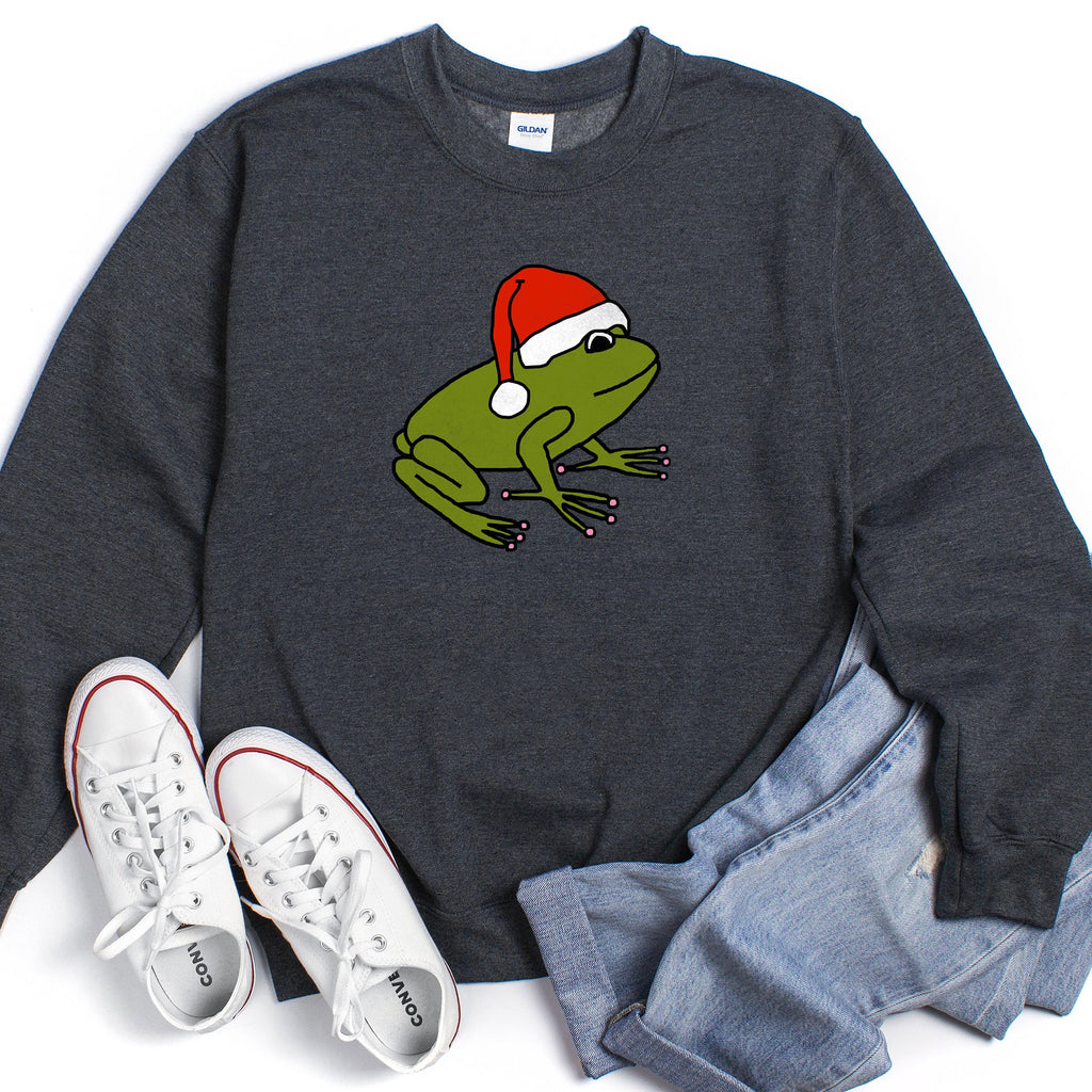 Santa Frog Christmas Retro Toad Vintage Cartoon Illustration Festive Holiday Cozy Sweatshirt
