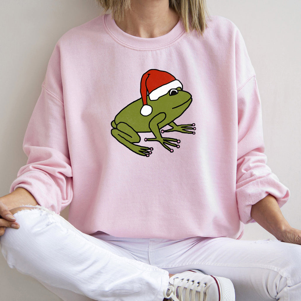 Santa Frog Christmas Retro Toad Vintage Cartoon Illustration Festive Holiday Cozy Sweatshirt