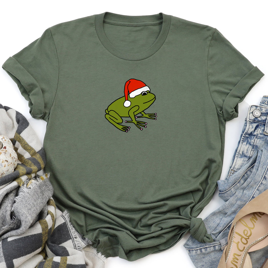 Santa Frog Christmas Retro Toad With Vintage Holiday Pop Art Illustration For A Festive Look Graphic Tee