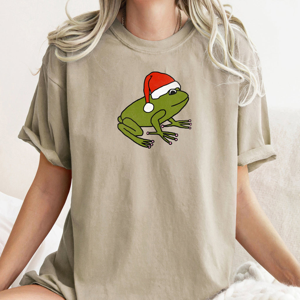 Santa Frog Christmas Retro Toad Holiday Edition Classic Cartoon Style Comfort Colors Tee