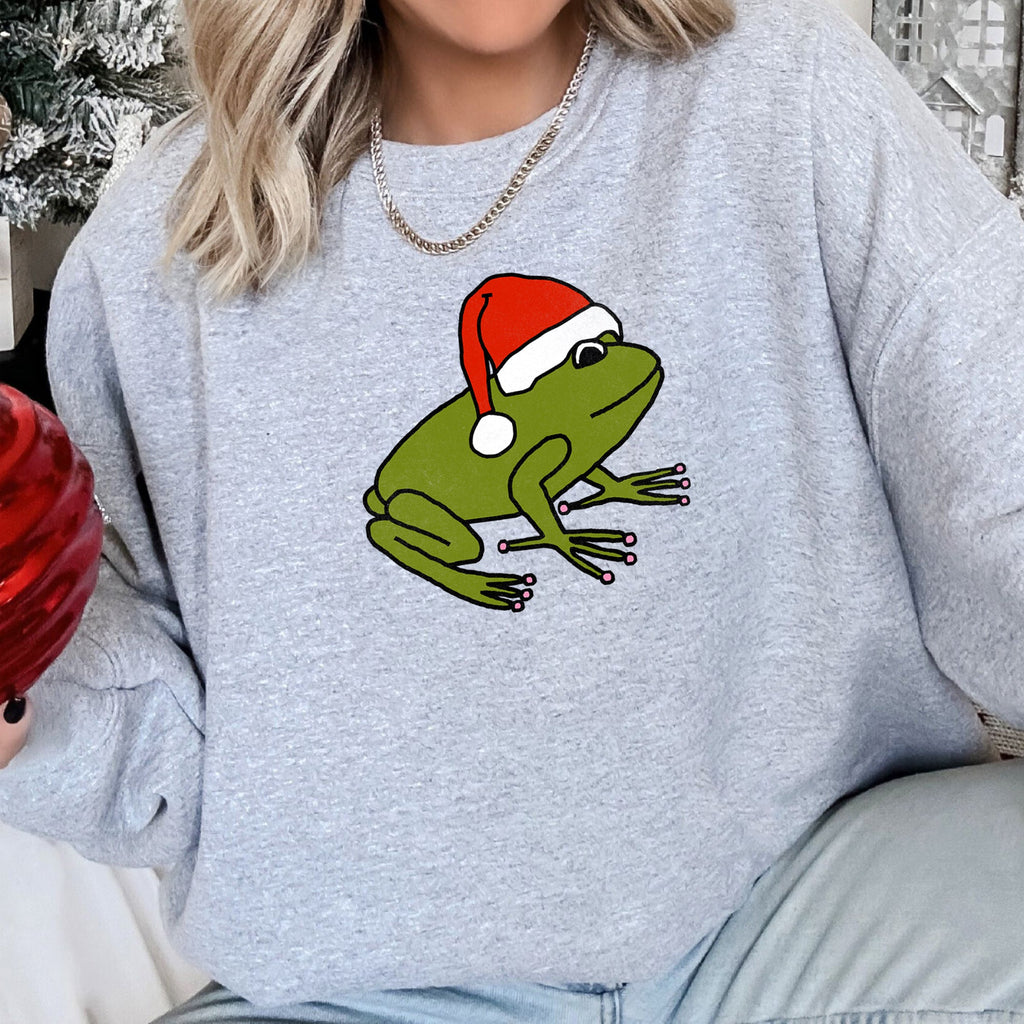 Santa Frog Christmas Retro Toad Vintage Cartoon Illustration Festive Holiday Cozy Sweatshirt