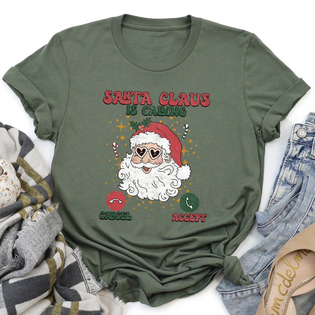 Santa Is Calling From The North Pole With Smartphone Icons And Christmas Cheer Edition Graphic Tee