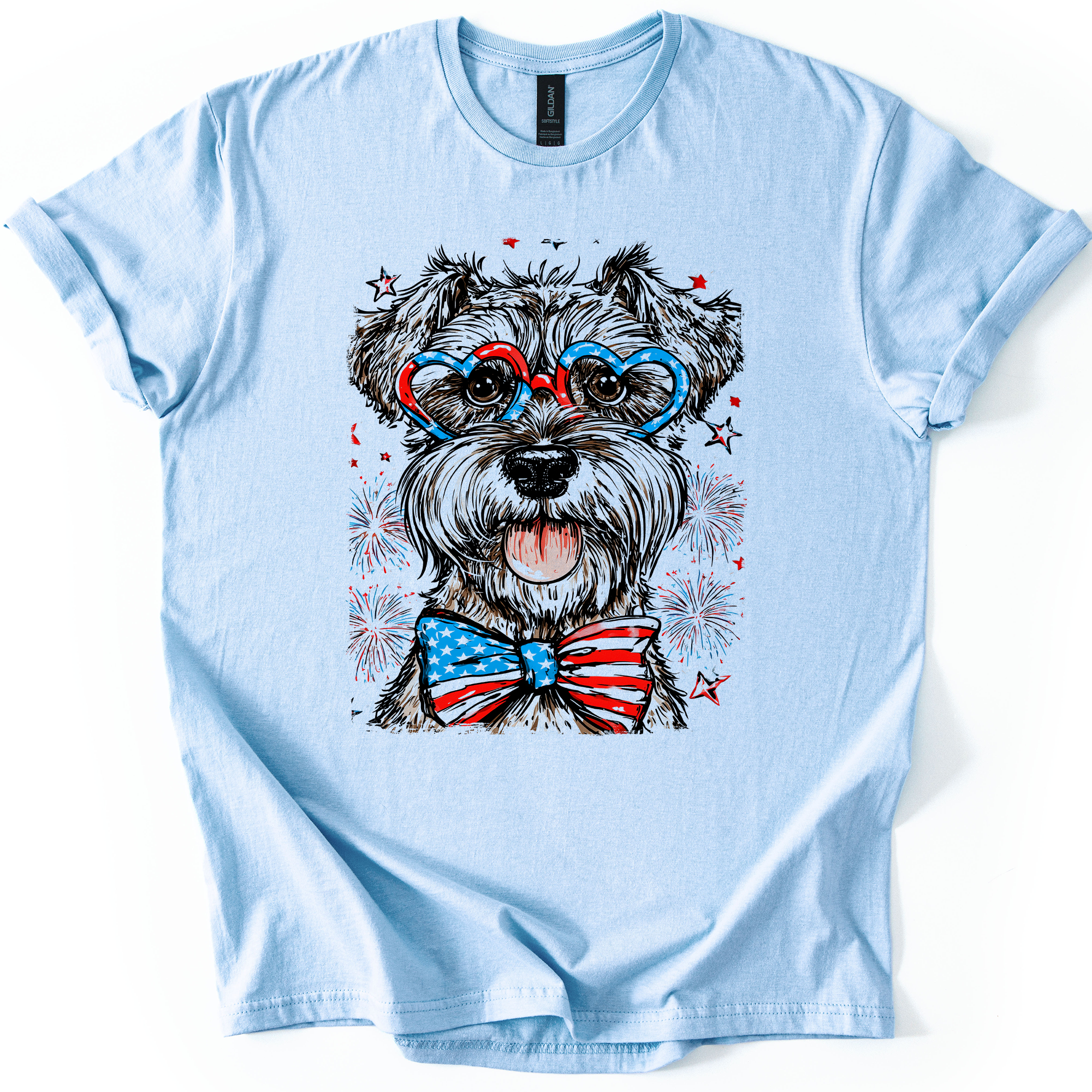 Schnauzer Patriotic Dog USA Pride Fourth Of July Stars And Stripes Edition Graphic Tee