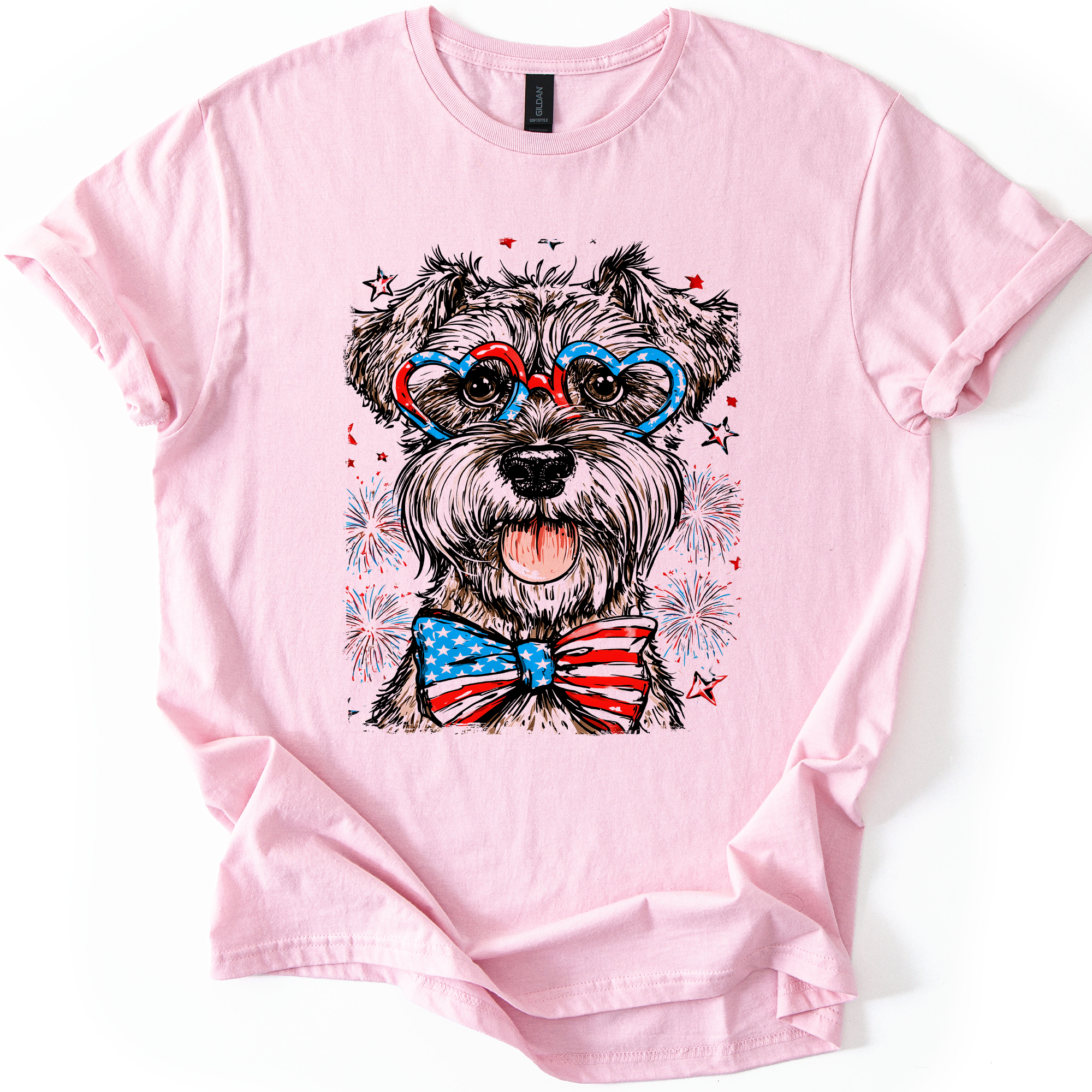 Schnauzer Patriotic Dog USA Pride Fourth Of July Stars And Stripes Edition Graphic Tee