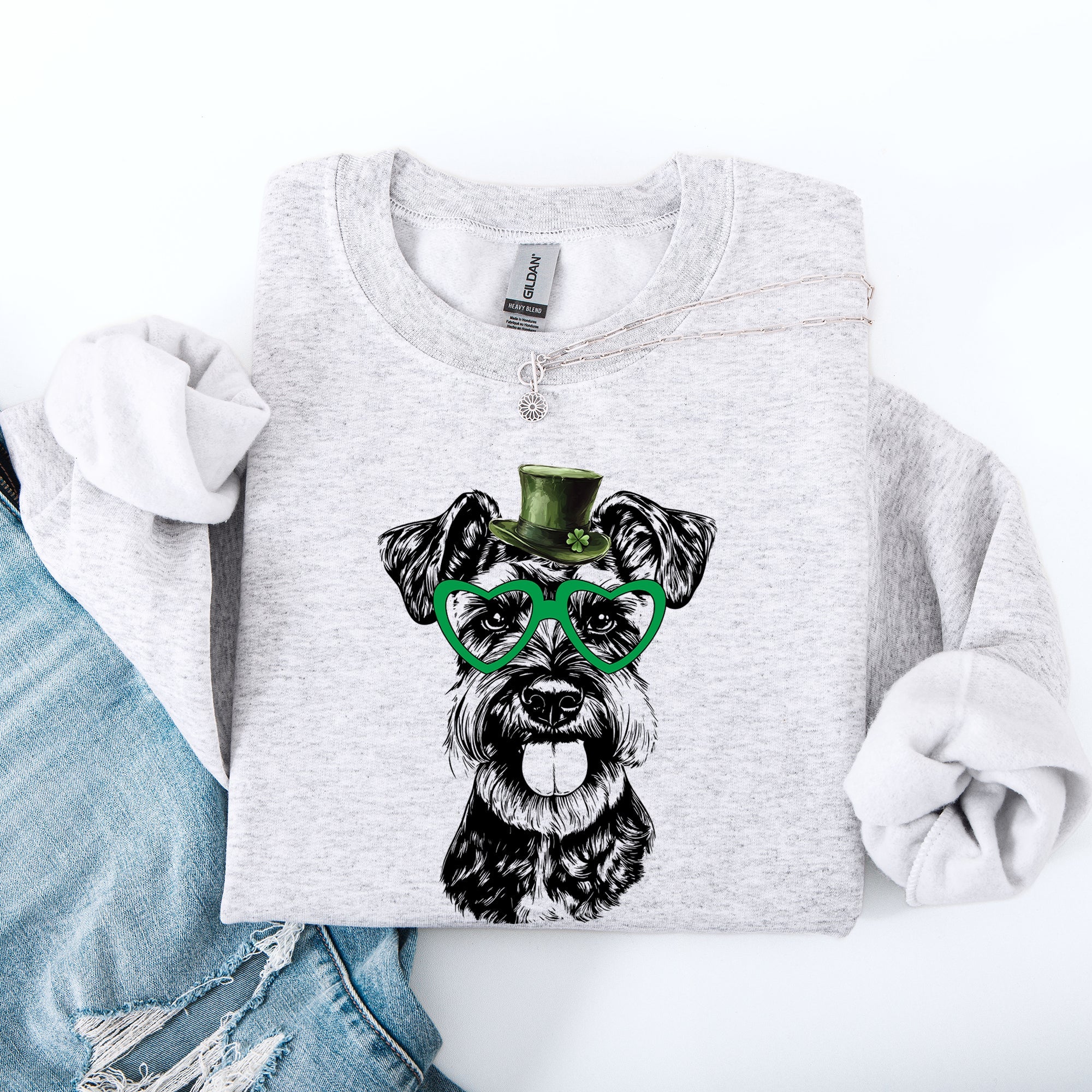 Schnauzer Adorable Dog St Patrick's Day Lucky Irish Festive Pet Lover Premium Sweatshirt
