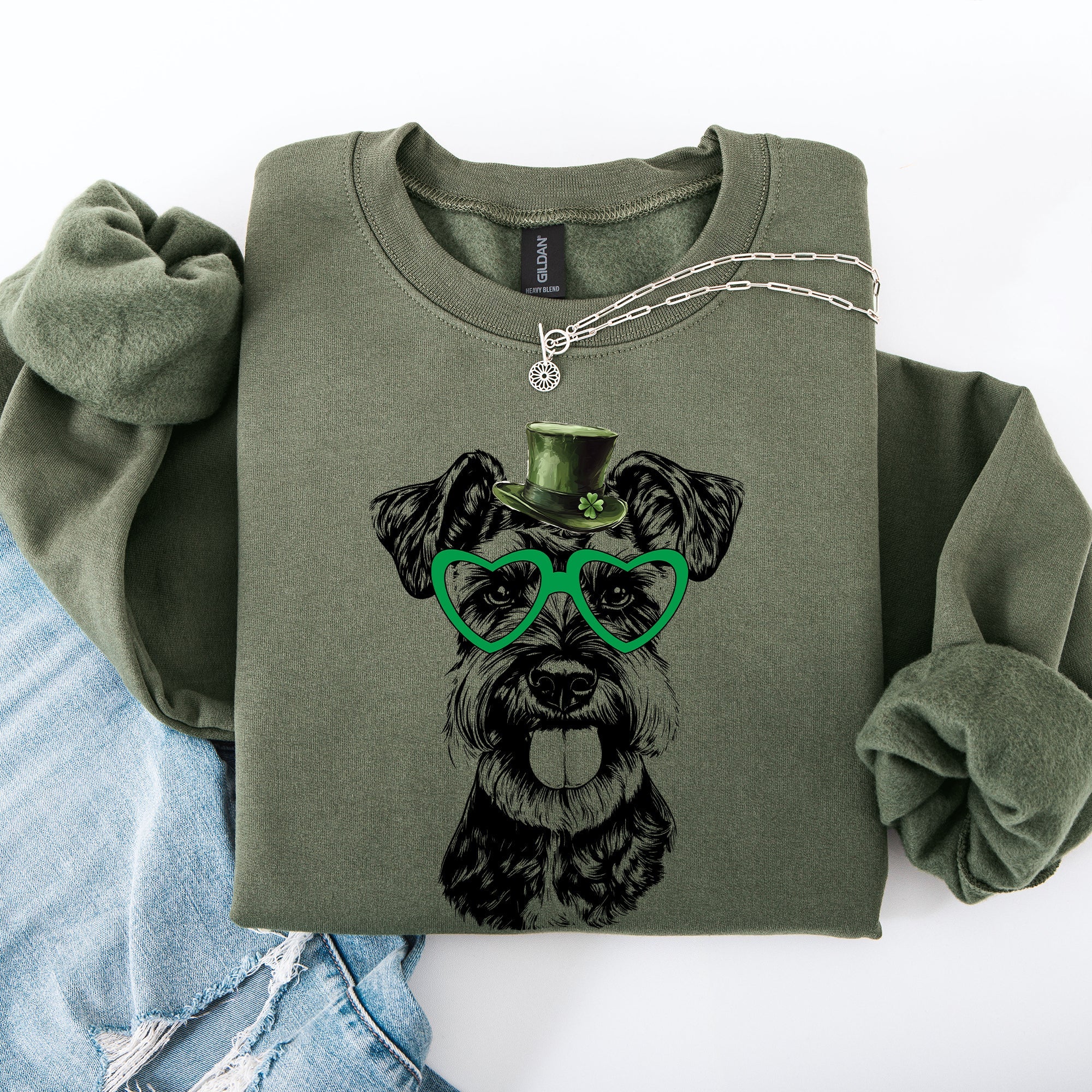 Schnauzer Adorable Dog St Patrick's Day Lucky Irish Festive Pet Lover Premium Sweatshirt