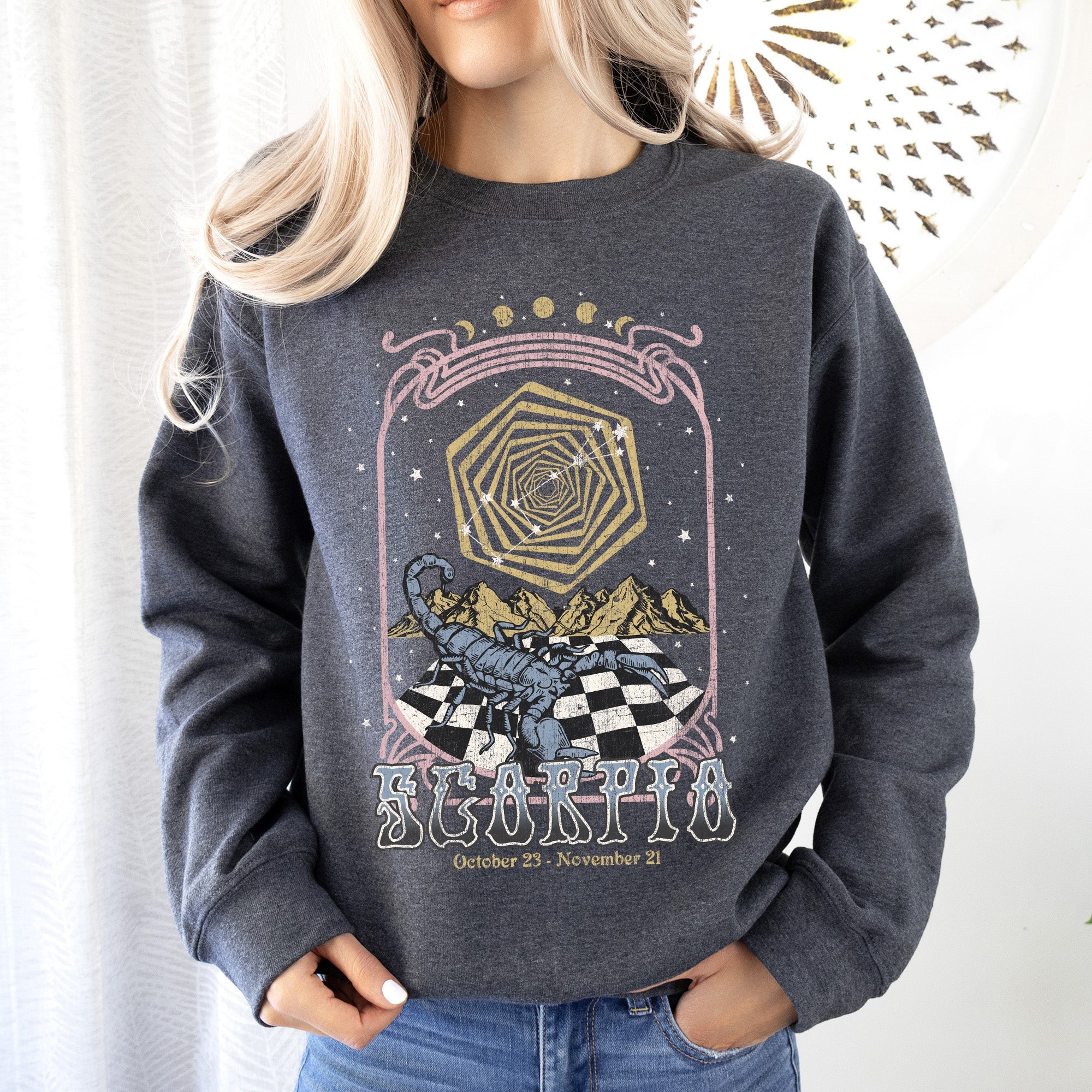 Scorpio Zodiac Astrology Horoscope Celestial Signs Constellations Night Sky Mystic Energy Sweatshirt