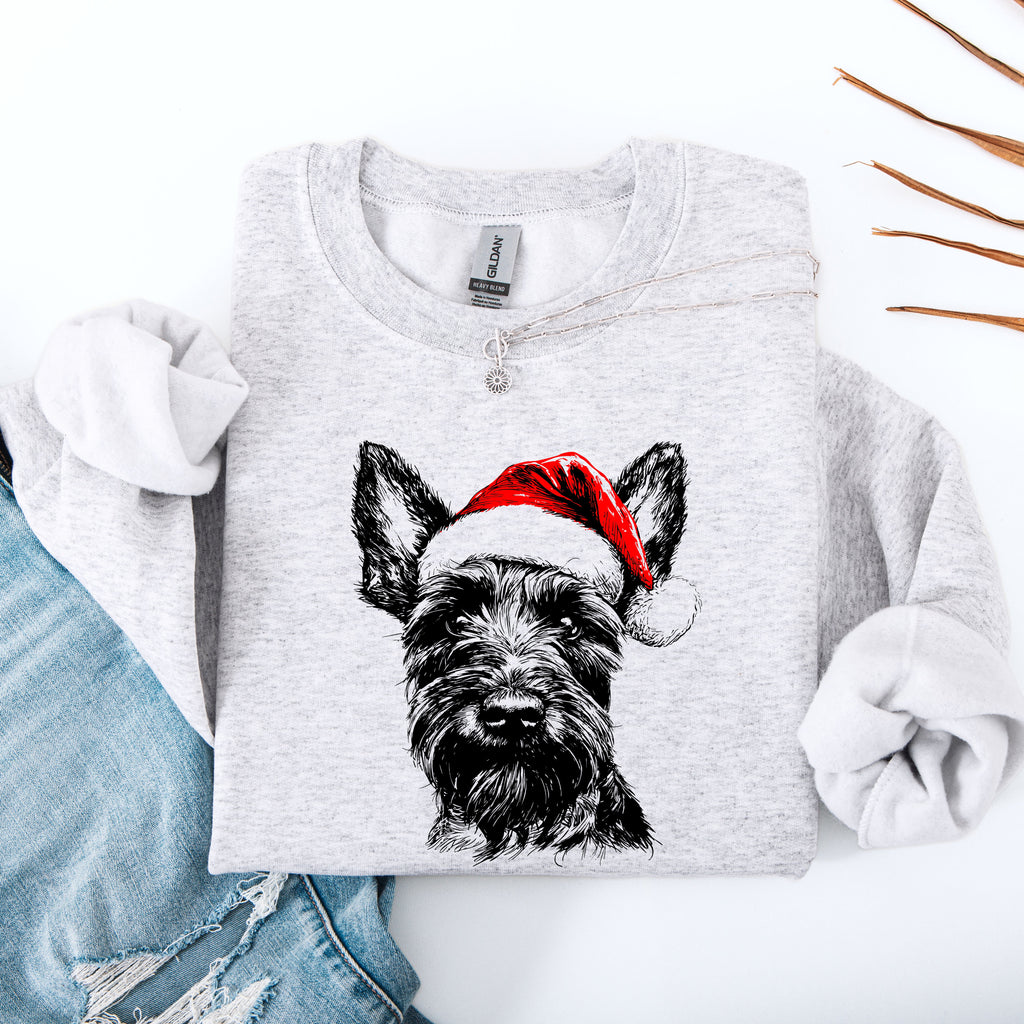 Scottish Terrier Dog Lover Breed Portrait Illustration Vintage Style Cozy Sweatshirt