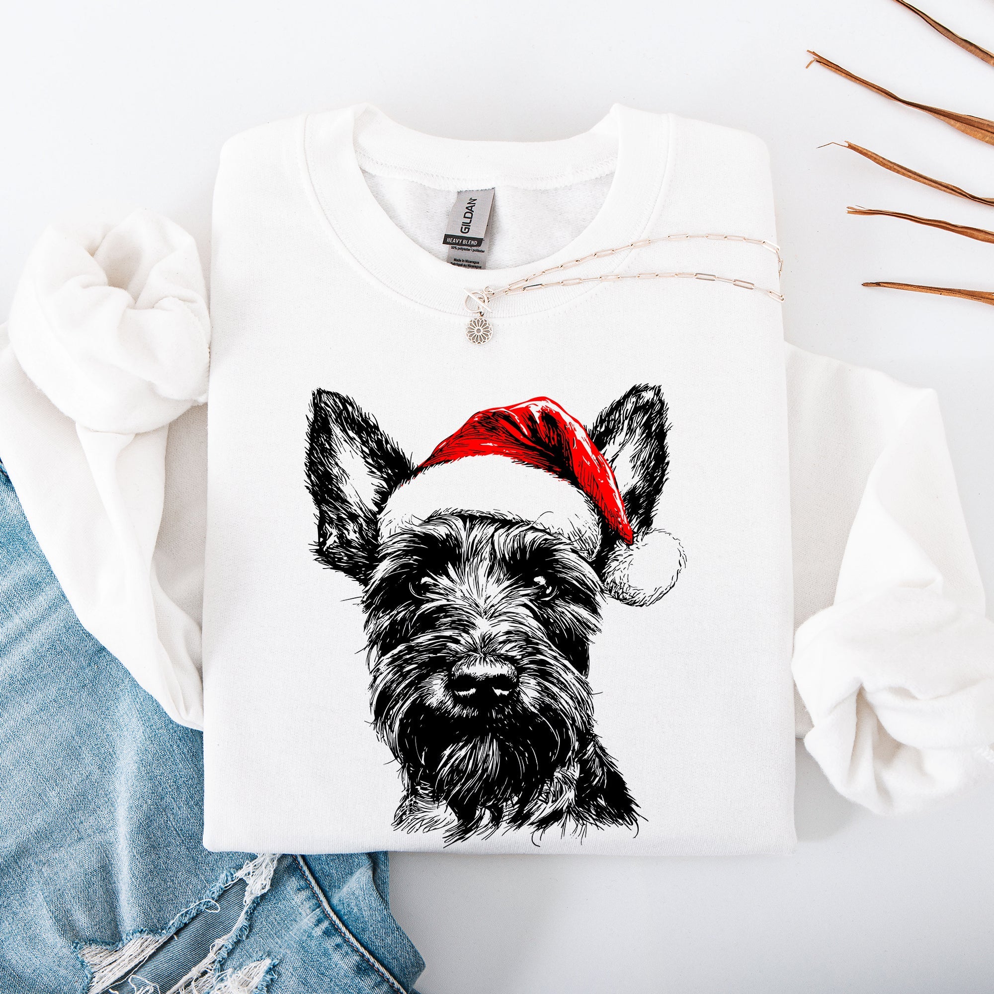 Festive Scottish Terrier Santa Scotty Dog Christmas Dog Lover Cozy Holiday Sweatshirt