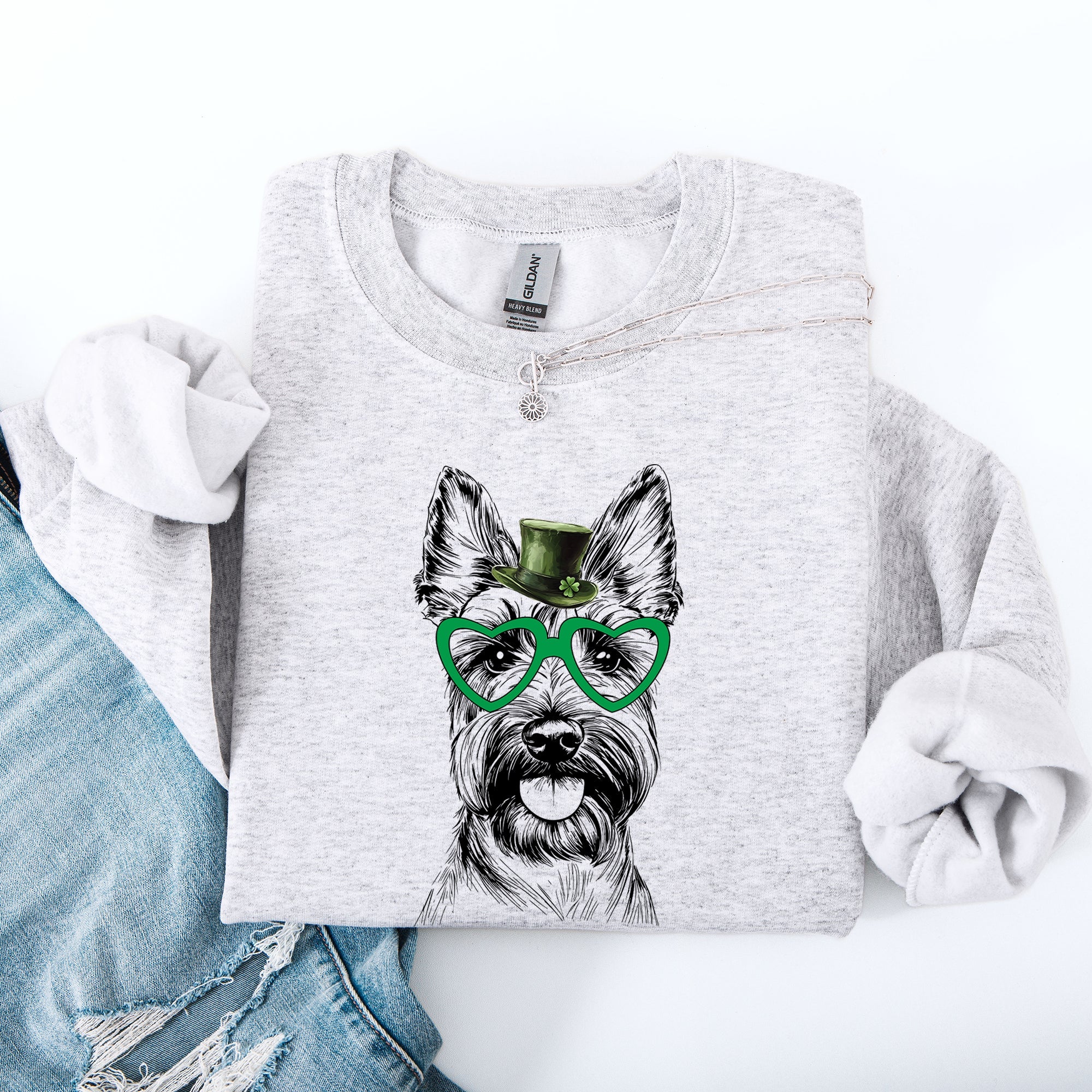 Scottish Terrier Scotty Adorable Dog Celebrating St Patrick's Day With Irish Luck And Happy Paws Sweatshirt