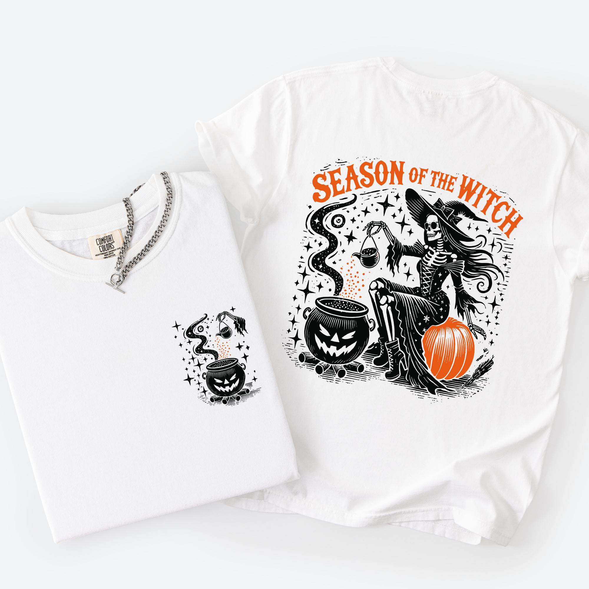 Season Of The Witch Halloween Front And Back Spooky Witching Hour Design For Halloween Season Comfort Colors Tee