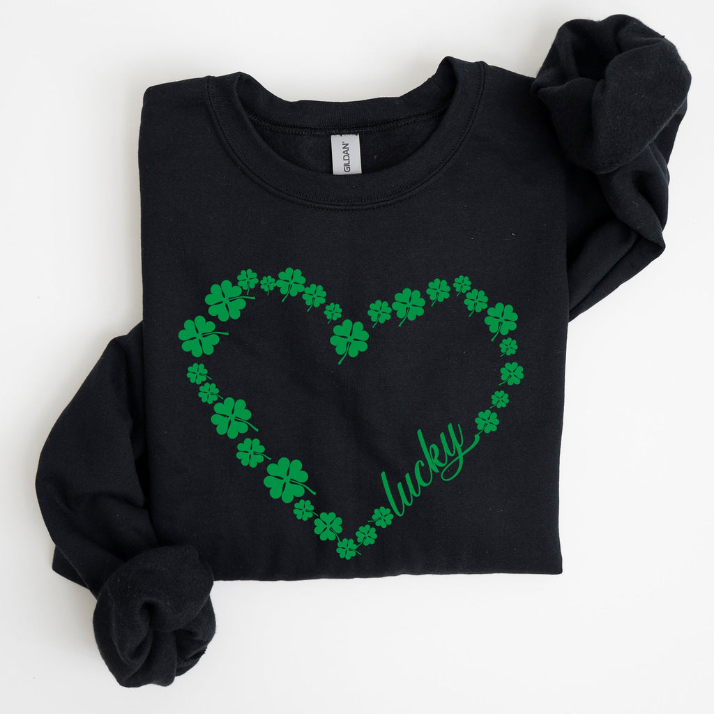 Shamrock Heart Lucky St. Patrick's Day Celebration Symbols Irish Pride Celtic Charm Sweatshirt