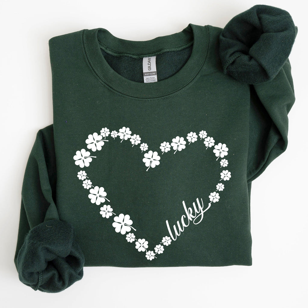 Shamrock Heart Lucky St. Patrick's Day Celebration Symbols Irish Pride Celtic Charm Sweatshirt