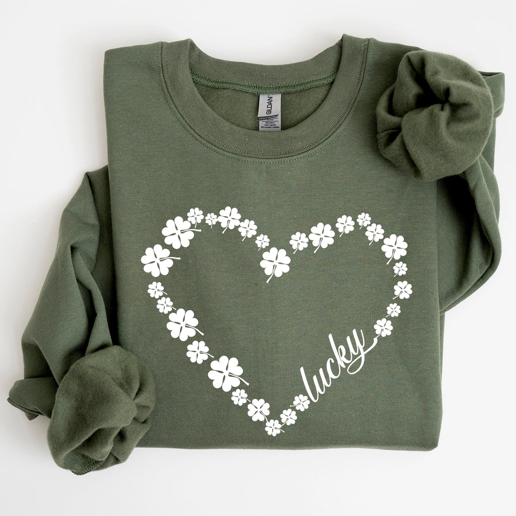 Shamrock Heart Lucky St. Patrick's Day Celebration Symbols Irish Pride Celtic Charm Sweatshirt