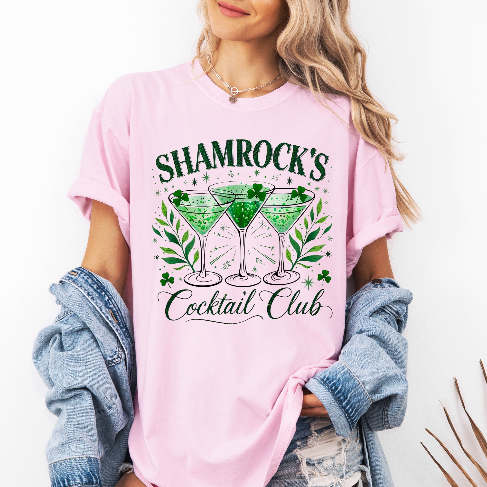 Shamrock's Cocktail Club St Patrick's Day Shamrock Clover Leprechaun Edition Comfort Colors Tee