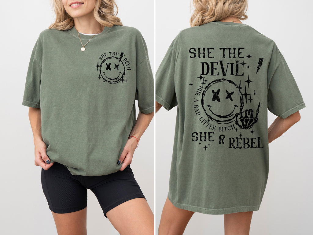 She The Devil, She A Rebel Song Hip Hop Rap Concert Lyrics Edition Comfort Colors Tee