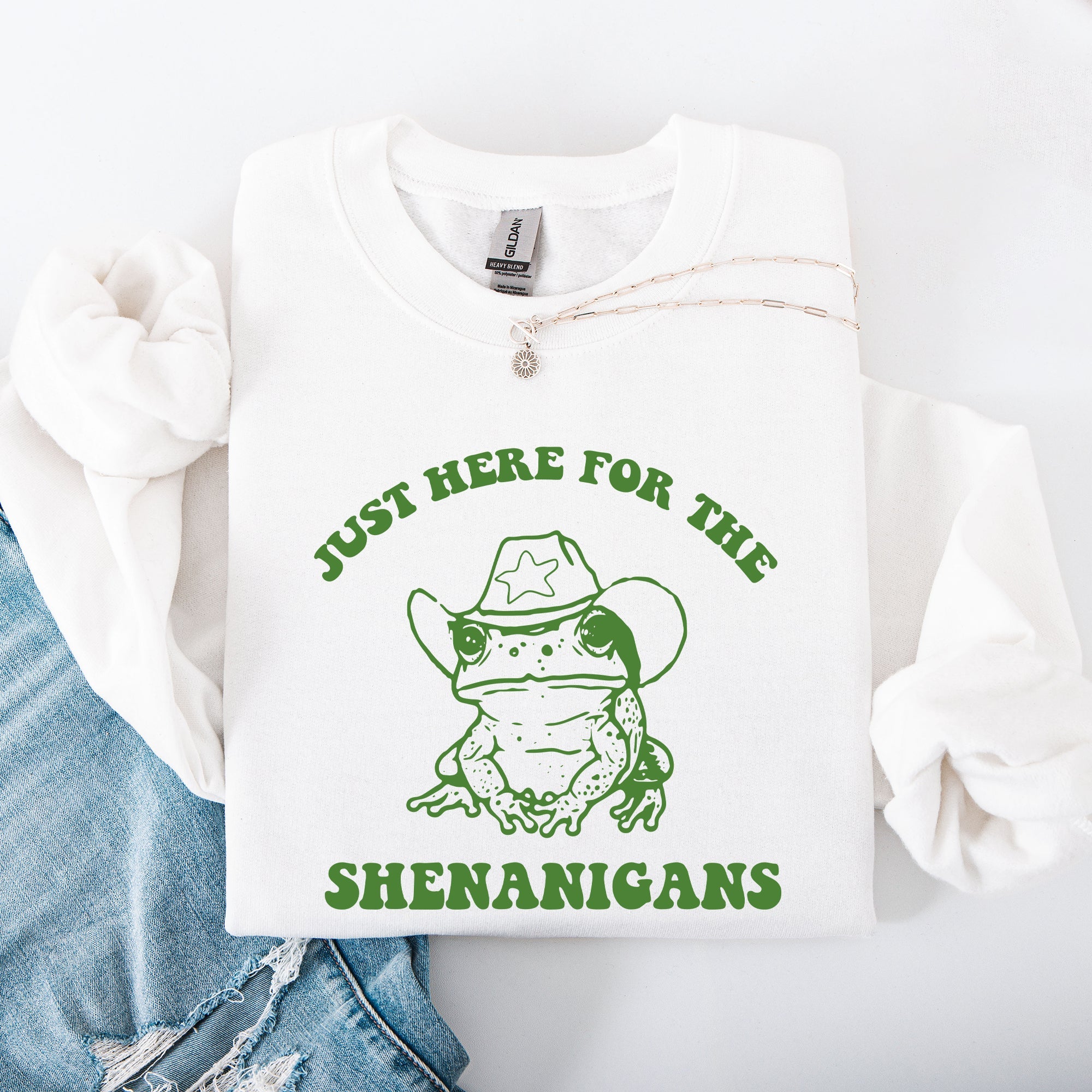 Shenanigans Frog Sheriff Leprechaun St Patrick's Day Shamrock Clover Lucky Sweatshirt