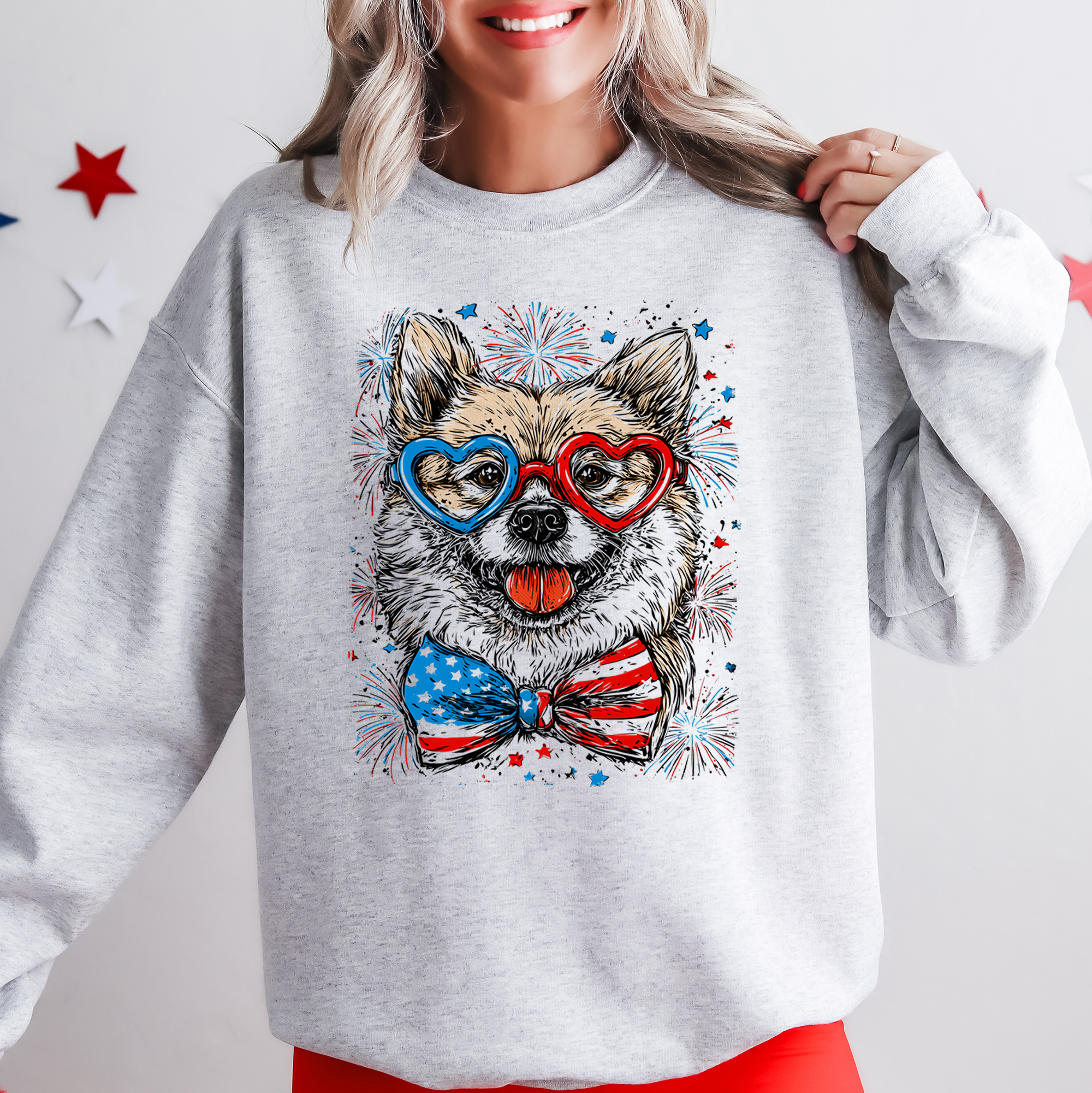 Shiba Inu Patriotic Dog USA Fourth Of July Pride Loyal Companion Graphic Sweatshirt